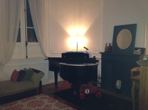 The living room, where I spent the most time (& sometimes played the piano, especially when Elliot was sick!).